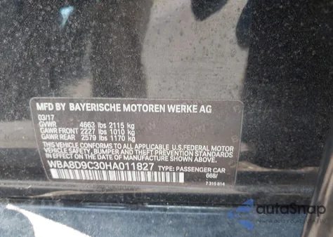 2017 BMW 330I xDrive from USA, damaged, VIN WBA8D9C30HA011827